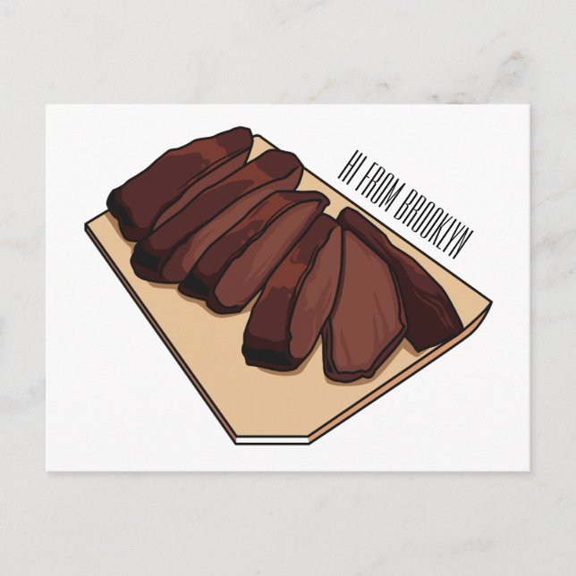 Postal Ilustracion personalizado de brisket de carne (Anverso)