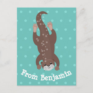 Postal Ilustracion personalizado de buceo con nutria