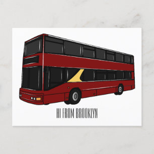 Postal Ilustracion personalizado de bus de dos pisos