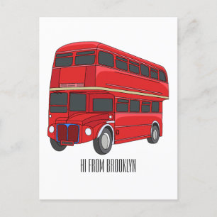 Postal Ilustracion personalizado de bus de dos pisos