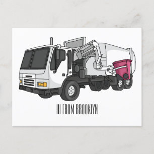 Postal Ilustracion personalizado de camión de basura