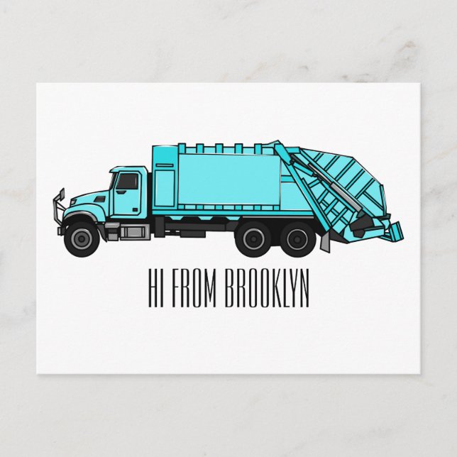 Postal Ilustracion personalizado de camión de basura (Anverso)