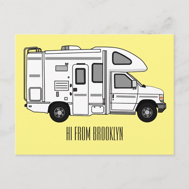 Postal Ilustracion personalizado de Campervan (Anverso)