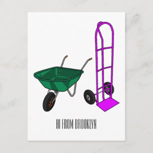 Postal Ilustracion personalizado de carretillas y carrito