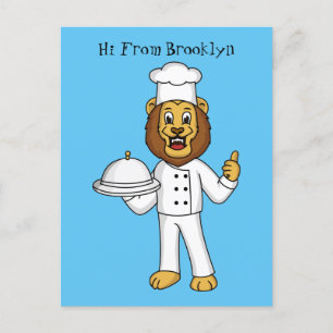 Postal Ilustracion personalizado de chef de un bonito leó