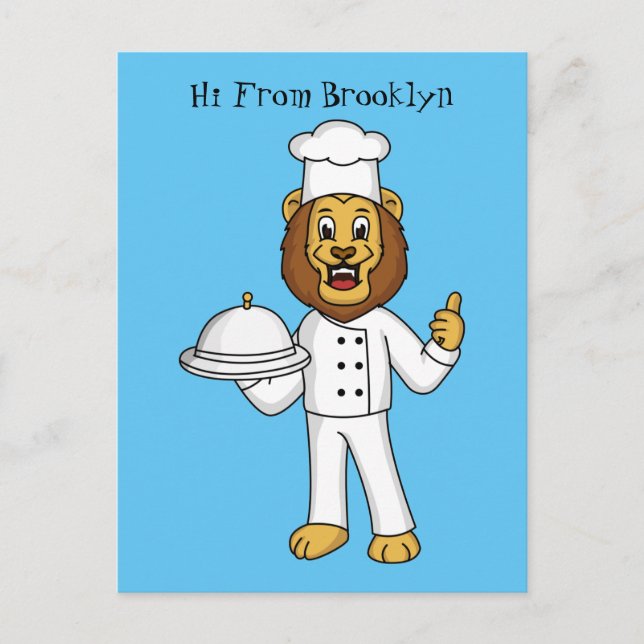 Postal Ilustracion personalizado de chef de un bonito leó (Anverso)