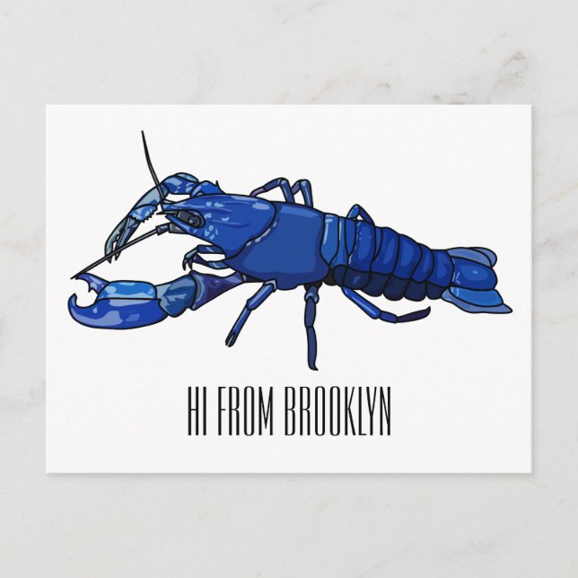 Postal Ilustracion personalizado de cigalas de marrón azu (Anverso)