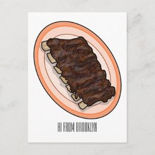 Postal Ilustracion personalizado de costillas cortas