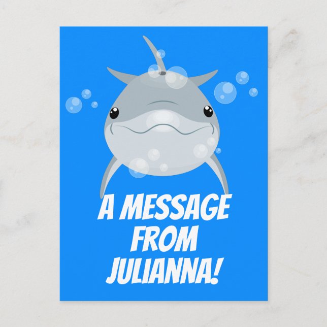 Postal Ilustracion personalizado de delfines kawaii (Anverso)