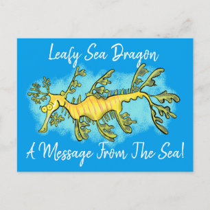 Postal Ilustracion personalizado de dragón marino diverti
