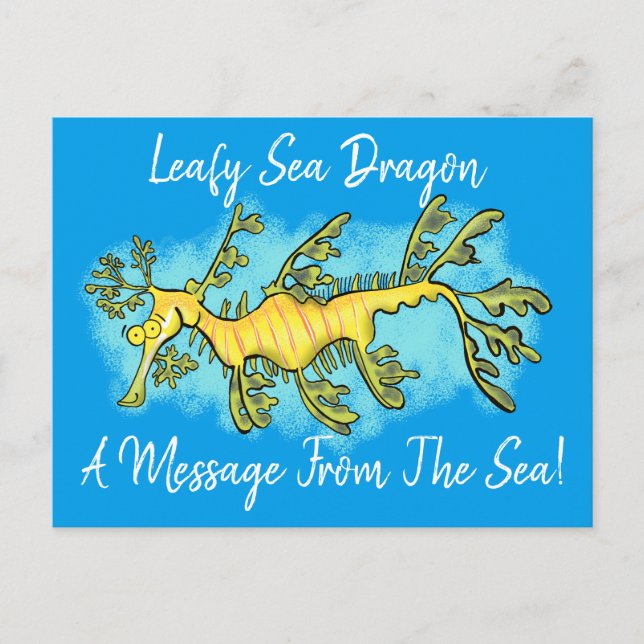 Postal Ilustracion personalizado de dragón marino diverti (Anverso)