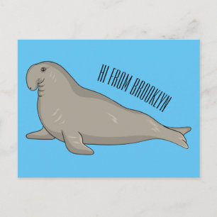 Postal Ilustracion personalizado de focas elefantes