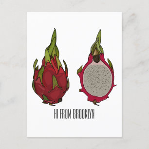 Postal Ilustracion personalizado de fruta dragón