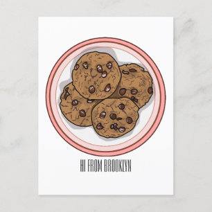 Postal Ilustracion personalizado de galletas de chocolate