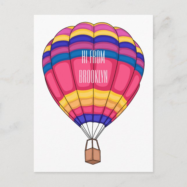 Postal Ilustracion personalizado de globo aerostático (Anverso)