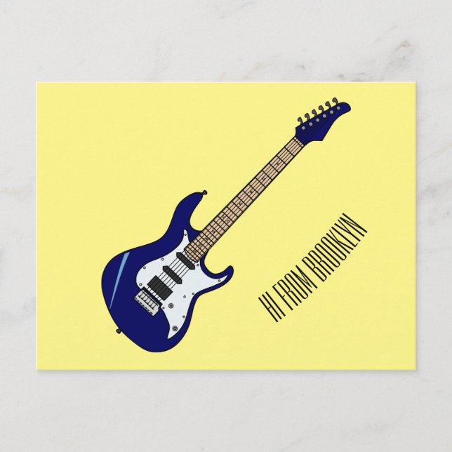 Postal Ilustracion personalizado de guitarra eléctrica (Anverso)