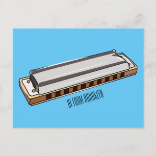 Postal Ilustracion personalizado de Harmonica