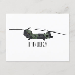 Postal Ilustracion personalizado de helicóptero del ejérc