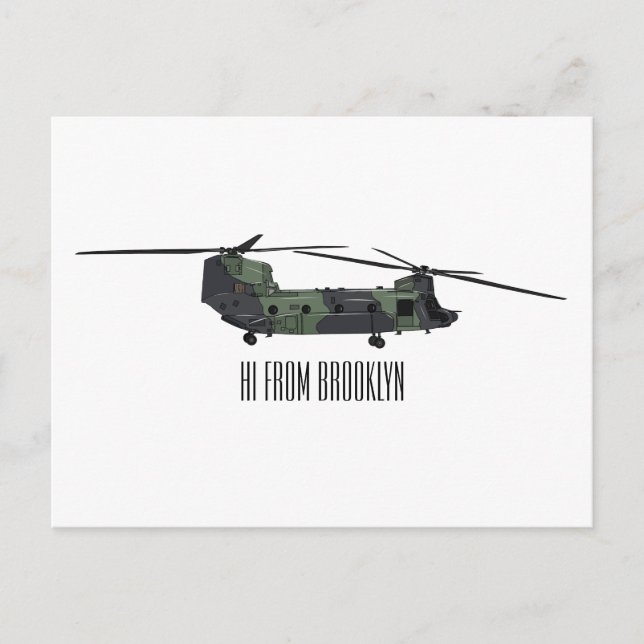 Postal Ilustracion personalizado de helicóptero del ejérc (Anverso)