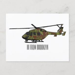 Postal Ilustracion personalizado de helicópteros del ejér