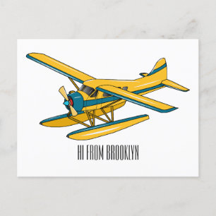 Postal Ilustracion personalizado de hidroavión