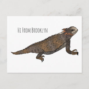Postal Ilustracion personalizado de lagarto de cuerno de