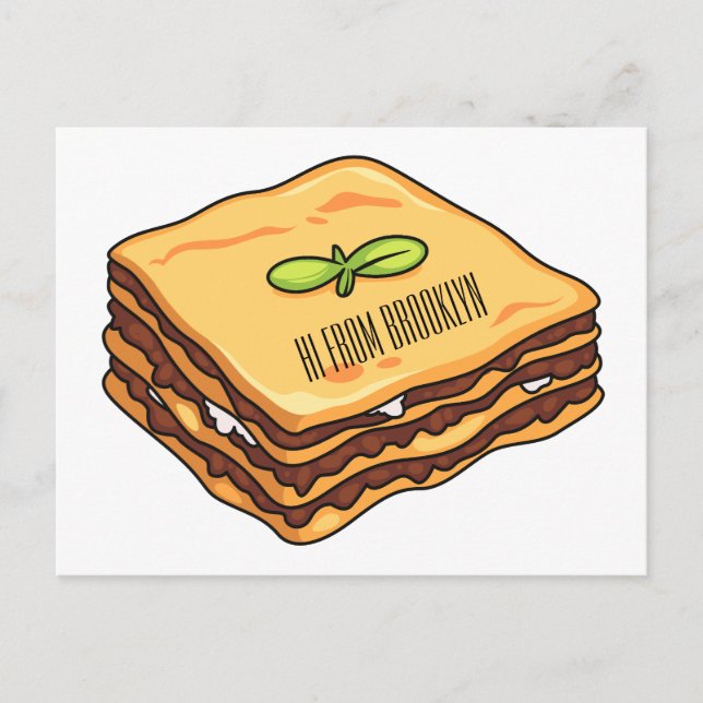 Postal Ilustracion personalizado de Lasagna (Anverso)