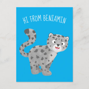 Postal Ilustracion personalizado de leopardo de las nieve