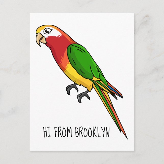Postal Ilustracion personalizado de loro feliz (Anverso)