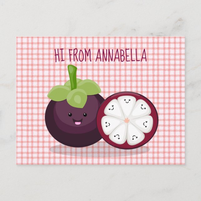 Postal Ilustracion personalizado de mangostino morado (Anverso)