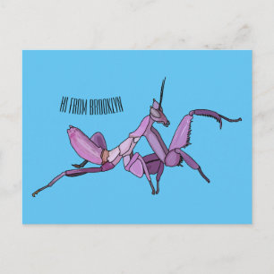 Postal Ilustracion personalizado de mantis orquídea