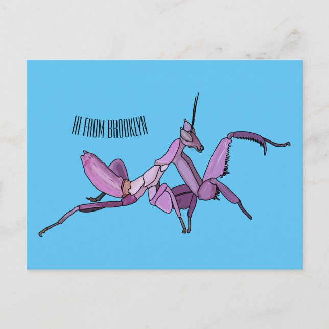 Postal Ilustracion personalizado de mantis orquídea (Anverso)
