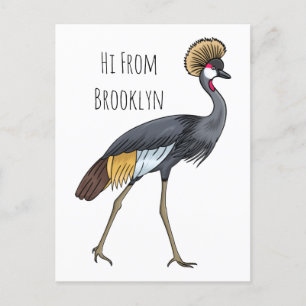 Postal Ilustracion personalizado de pájaro grullo coronad