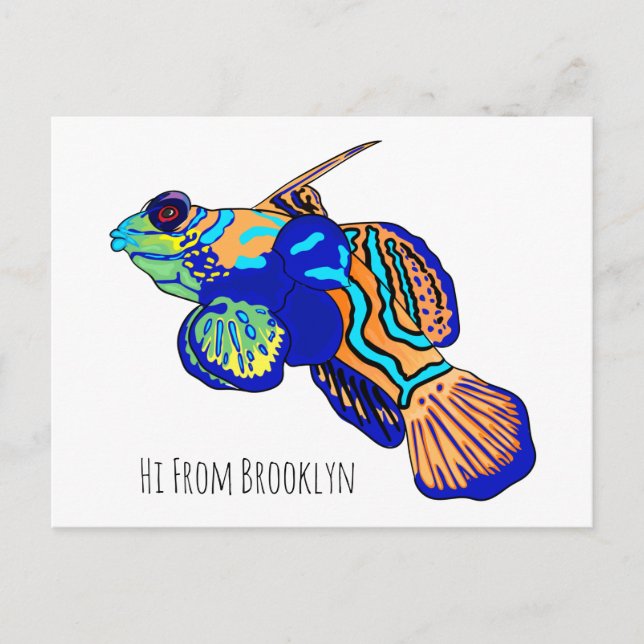 Postal Ilustracion personalizado de peces mandarínicos (Anverso)