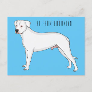 Postal Ilustracion personalizado de perro argentino Dogo