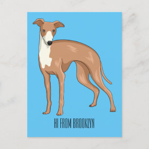 Postal Ilustracion personalizado de perro de Greyhound