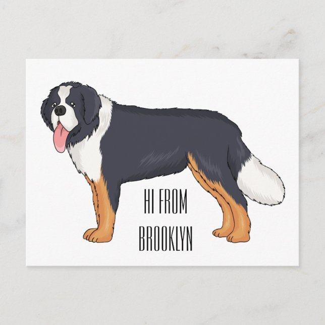 Postal Ilustracion personalizado de perro de montaña de B (Anverso)