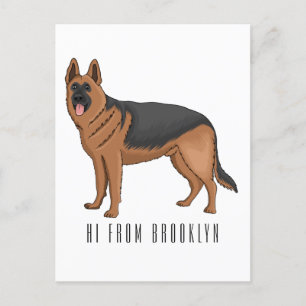 Postal Ilustracion personalizado de perro pastor alemán