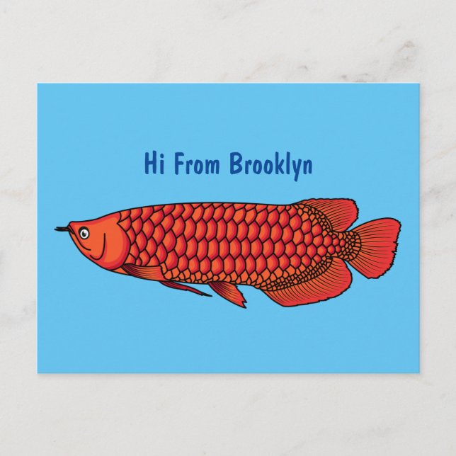 Postal Ilustracion personalizado de pescado de Arowana Ro (Anverso)