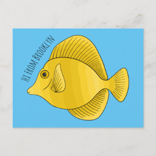 Postal Ilustracion personalizado de pescado tango amarill