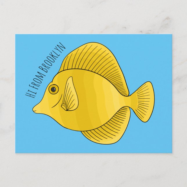 Postal Ilustracion personalizado de pescado tango amarill (Anverso)