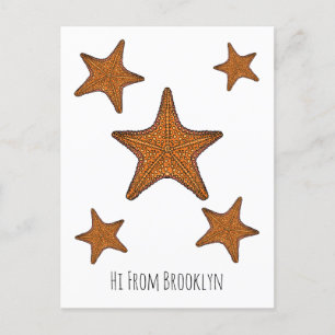 Postal Ilustracion personalizado de pez estrella
