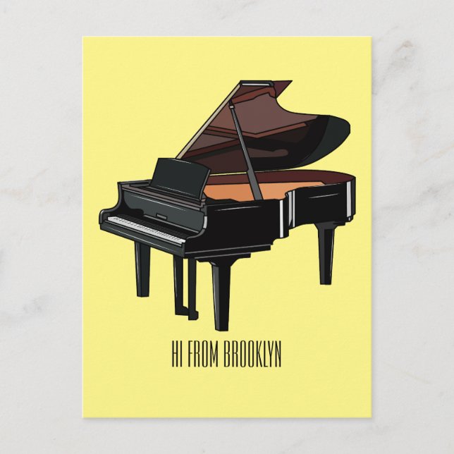 Postal Ilustracion personalizado de piano (Anverso)