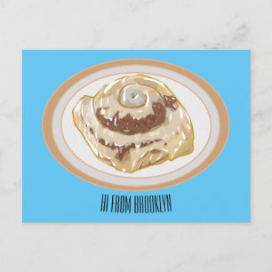 Postal Ilustracion personalizado de rollo de canela