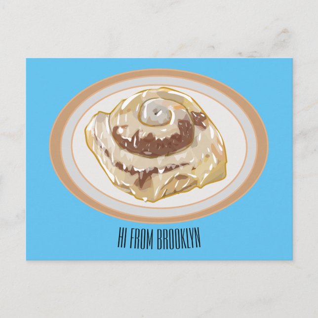 Postal Ilustracion personalizado de rollo de canela (Anverso)
