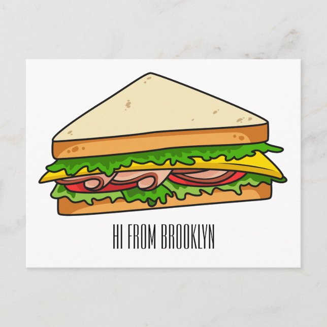 Postal Ilustracion personalizado de sándwich (Anverso)