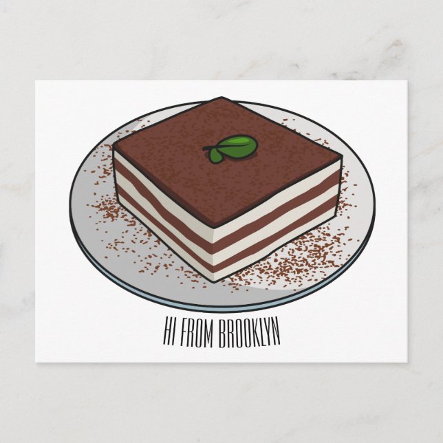 Postal Ilustracion personalizado de tarta de Tiramisu (Anverso)