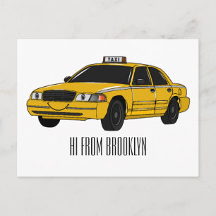 Postal Ilustracion personalizado de taxi