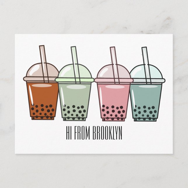 Postal Ilustracion personalizado de té de burbujas (Anverso)