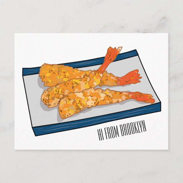 Postal Ilustracion personalizado de tempura gambas (Anverso)